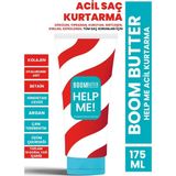 Boom Butter Help Me Saç Bakım Kremi - Acil Onarıcı ve Parlatıcı, 10 Doğal Yağ ve Kolajen ile Zenginleştirilmiştir, 175 ml