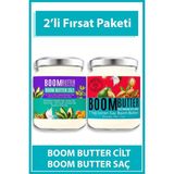 Boom Butter Saç ve Cilt Bakım Yağı – 7 Doğal Yağ İçeren Nemlendirici ve Canlandırıcı, 2x190 ml Cam Kavanoz, Günlük Kullanımda Parlaklık ve Pürüzsüzlük