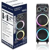 Boomboxtr Hepu hp 930 Taşınabilir Şarjlı Ahşap Kasa Bluetooth Parti Hoparlörü 80 w rms 12inc*2 Subw Super Bass