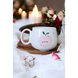 Boonlüle Mutlu Elma El Yapımı Seramik Mug 200 ml Fincan - Beyaz