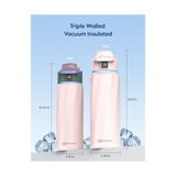 Boost Akıllı Su Şişesi, Su Içmeyi Hatırlatan, Çift Duvarlı Vakum Yalıtımlı Su Şişesi Paslanmaz Çelik, Geniş Ağızlı 32 Oz Sızdırmaz Kilitli Kapaklı Su Şişeleri, Su Izleyici, Pembe - Bitki Çayı