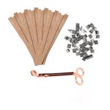BOOWAN NICOLE 100 Adet Ahşap Fitil 50 Adet Fitil Klipsli, Mum Yapımı için Altın Mum Düzeltici Seti, 1.5X15 CM Soya Balmumu için Ahşap Çekirdekler, Balmumu Mumları, Kavanozlar için Mum Yapma Kiti