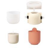 BOOWAN NICOLE 100 ml yuvarlak mum, kavanoz, beton döküm kalıbı, silikon kalıplı, 3 OZ Jesmonite sütun mumluk, kapaklı kutu, silikon kalıp, mum üretimi ve el işi için (SH1024 915-3 LZ0625)