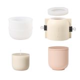 BOOWAN NICOLE 100 ml yuvarlak mum, kavanoz, beton döküm kalıbı, silikon kalıplı, 3 OZ Jesmonite sütun mumluk, kapaklı kutu, silikon kalıp, mum yapımı el işi için (SH1024 915-2 LZ0625)
