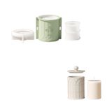 BOOWAN NICOLE Silindirik desenli mum kapları/mum kavanozu kapaklı beton silikon kalıplar ve 9OZ mum dolum silikon kalıplar, şamdan alçı döküm kalıpları (SH1214-1218+LZ0852)