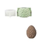 Boowan Nicole Woodland Pinecone Mum Kavanoz Silikon Kalıp SH1510 | Alçı, beton, sıva ve reçine dökümü için destek kabuklu kapaklı çam kozalağı mum kavanozu kalıbı.