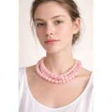 Boox99 Wip Pembe Kuvars Doğal Taş Choker Kolye