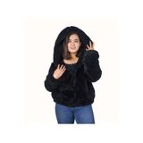 Bora Toys Kadın Kapüşonlu Peluş Mont – Fermuarlı Teddy Kışlık Ceket