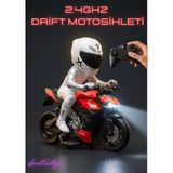 Boratila Toys 1/10 Ölçek 2.4ghz Uzaktan Kumandalı 15KM Hız Şarjlı Drift Atan Işıklı Motosiklet (Motor Oyuncak) - Kırmızı