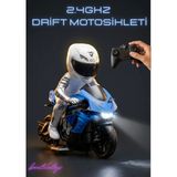 Boratila Toys 1/10 Ölçek 2.4ghz Uzaktan Kumandalı 15KM Hız Şarjlı Drift Atan Işıklı Motosiklet (Motor Oyuncak) - Mavi