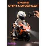Boratila Toys 1/10 Ölçek 2.4ghz Uzaktan Kumandalı 15KM Hız Şarjlı Drift Atan Işıklı Motosiklet (Motor Oyuncak) - Turuncu
