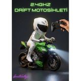 Boratila Toys 1/10 Ölçek 2.4ghz Uzaktan Kumandalı 15KM Hız Şarjlı Drift Atan Işıklı Motosiklet (Motor Oyuncak) - Yeşil