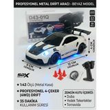 Boratila Toys 1:43 Ölçek Metal Şarjlı Mini Drift Rc 15 Km Hız 4 Çeker Gt3 Rs Tasarım Profesyonel Uzaktan Kumandalı Drift ve Yarış Arabası - Beyaz