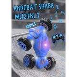 Boratila Toys 2.4 Ghz Takla Atan Işıklı Müzikli Eğlenceli Şarjlı Uzaktan Kumandalı Full Fonksiyon Akrobat Araba - Mavi