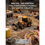Boratila Toys 2.4ghz 1:64 Uzaktan Kumandalı Metal Başlıklı ve Gövdeli Full Fonksiyon Şarjlı Minik Buldozer Kepçe - Turuncu
