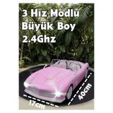 Boratila Toys 2.4Ghz Işıklı Müzikli Sesli Uzaktan Kumandalı Şarjlı Pilli 3 Hız Kademeli Oyuncak Bebek Oturtma Özellikli Takılabilen Kemerli Üstü Açık Eski Tarz Araba BarbieArabası