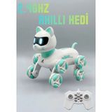 Boratila Toys 2.4ghz Şarjlı Uzaktan Kumandalı 360° Dönen Merdiven Çıkan Akıllı Robot Kedi - Köpek - Yeşil