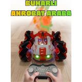 Boratila Toys 2.4ghz Uzaktan Kumandalı Full Fonksiyon Sesli Işıklı Type-C Şarjlı Duman Atan Akrobat Araba - Kırmızı