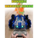 Boratila Toys 2.4ghz Uzaktan Kumandalı Full Fonksiyon Sesli Işıklı Type-C Şarjlı Duman Atan Akrobat Araba - Mavi