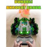 Boratila Toys 2.4ghz Uzaktan Kumandalı Full Fonksiyon Sesli Işıklı Type-C Şarjlı Duman Atan Akrobat Araba - Yeşil
