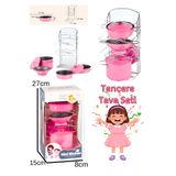 Boratila Toys 7 Parça Metal Pembe Renkli Tencere Tava Oyuncak Seti