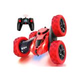 boratila toys Uzaktan Kumandalı Işıklı Şarjlı 2.4 Ghz Kırmızı Kırılmaz Akrobat Araba