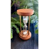 Borayris Ahşap ve Pirinç Kum Saati Antika Görünümlü Minimalist Tasarım 9 cm Yükseklik