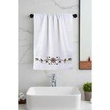 Borboleta Home Soft Petal Light Brown Kadife Punch Nakışlı 50X90 El Havlusu % 100 Pamuk - Ekru - 50 x 90 cm