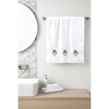 Borboleta Home Soft Spring Light Brown Kadife Punch Nakışlı 50X90 El Havlusu % 100 Pamuk - Ekru - 50 x 90 cm