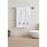 Borboleta Home Soft Spring Pink Kadife Punch Nakışlı 50X90 El Havlusu % 100 Pamuk - Ekru - 50 x 90 cm
