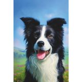 Border Collie Journal - Long Haired, Oil Painting Portrait Style in Nature: Lined Notebook for Dog Lovers of Collies