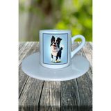 Border Collie Köpek Baskılı Türk Kahvesi Fincanı Tabaklı Kişiye Özel Model 4