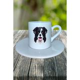 Border Collie Köpek Baskılı Türk Kahvesi Fincanı Tabaklı Kişiye Özel Model 5
