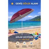 Bordo 170 Cm Ayarlanabilir Düz Renk Kumaş Plaj Şemsiyesi