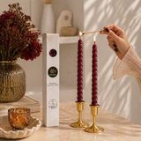 Bordo 2 Adet Konik Burgulu Balmumu Mum Şamdan Mumu Doğal Petek Balmumu Mum (Beeswax Candle) 27.5 C - Çok Renkli