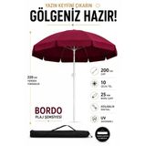 Bordo 200 Cm Çap/10 Telli Plaj Şemsiyesi + Şemsiye Kılıfı, Bidonsuz