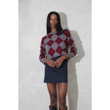 Bordo Baklava Desenli Kazak 610064 - Standart