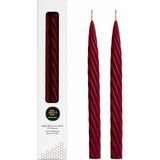 Bordo Balmumu Mum (2 Adet 27.5 Cm) Kalın Burgulu Şamdan Mumu Dekoratif Noel ve Yılbaşı Mumu - Çok Renkli - 1