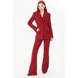 Bordo Bele Oturan Blazer Ceket – Kadın Şık Kalıp Ofis Kombini Için Uygun Modern Klasik Ceket - 42