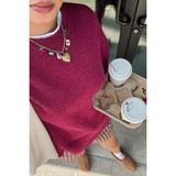 Bordo Bisiklet Yaka Kadın Buklet Kazak MG2480 - Standart