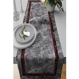 Bordo Çerçeveli Desen Premium Masa Örtüsü Runner RNR242