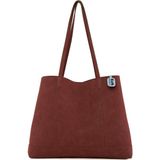 Bordo Çift Dikişli Ince Askılı Büyük Nubuk Çanta - En:46 Cm Boy:35 Cm Genislik:12 Cm