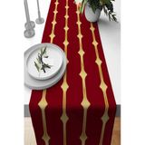 Bordo Çizgi Desenli Premium Masa Örtüsü Runner RNR496