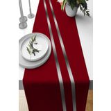 Bordo Çizgi Desenli Premium Masa Örtüsü Runner RNR511