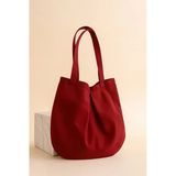 Bordo Çok Amaçlı Premium Oversize Noktalı Orta Boy Kanvas Kadın El ve Omuz Çantası