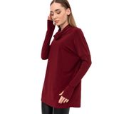 Bordo Degaje Yaka Kol Ucu Yarım Eldiven Detaylı Bluz