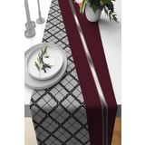 Bordo Ekoseli Desen Premium Masa Örtüsü Runner RNR583