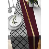 Bordo Ekoseli Desen Premium Masa Örtüsü Runner RNR600
