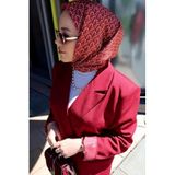 Bordo El Yazısı Desen Twill İpek Eşarp