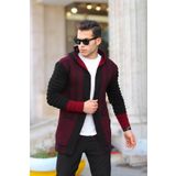 Bordo Erkek Kolları Desenli Panço Hırka